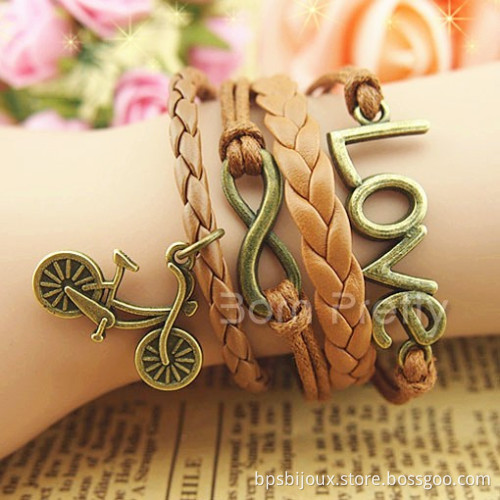 Romantic Love Password Bicycle Bracelet 8 Word Accessories Five Wax Flies Leather Bracelet